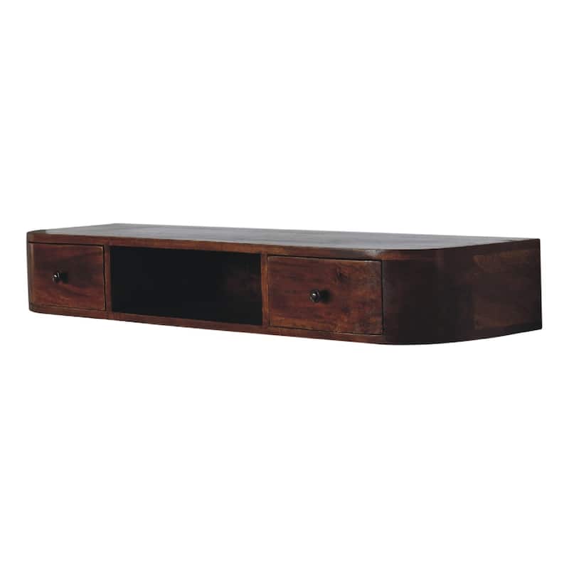 Artisan Furniture Solid Wood Lunar 2 Drawer Floating Console, Wall Mounted in Brown - N/A