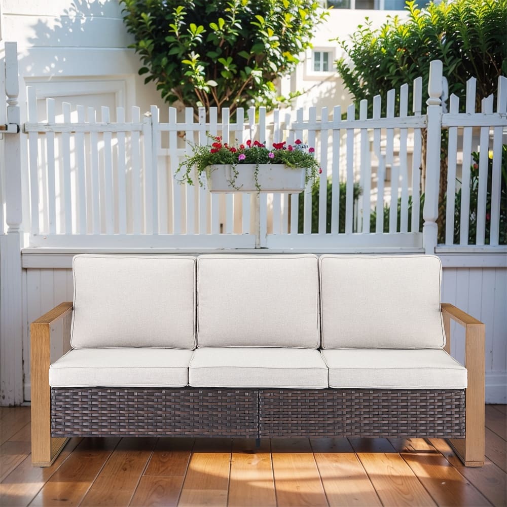 Gymojoy Patio Sofa Wicker High Back Sofa