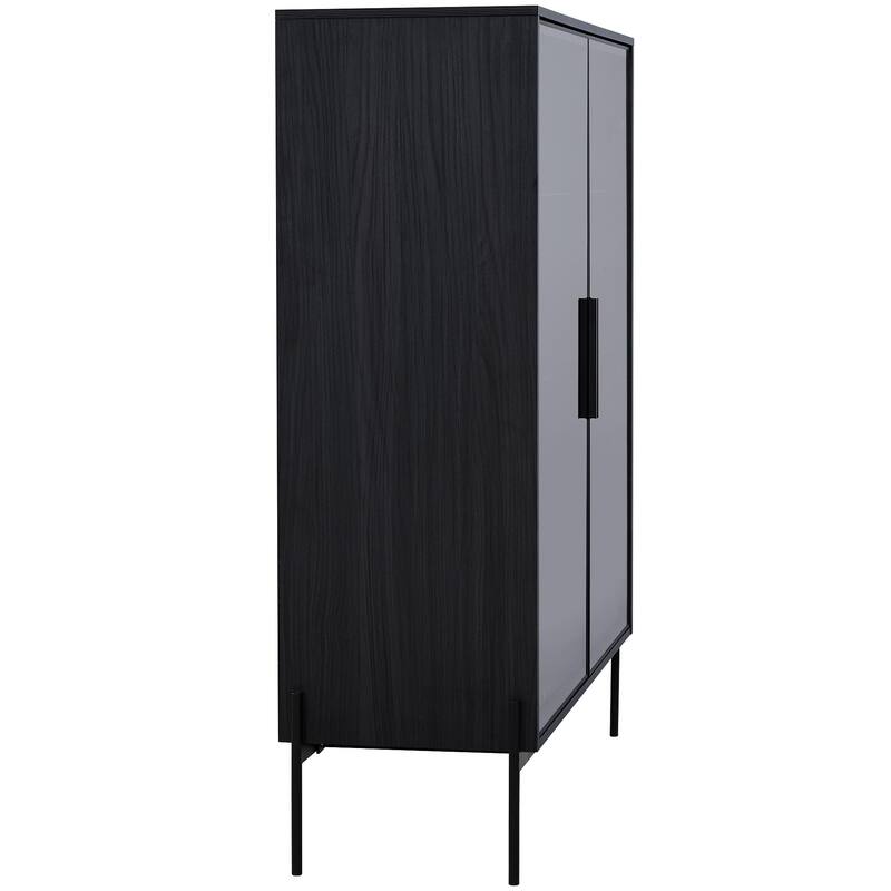 51.2 inch Display Cabinet Bookshelves, Curio Cabinet with Glass Doors & LED Lighting