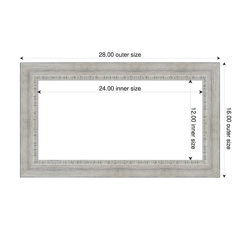 Amanti Art Rustic White Wash Framed Dry Erase Magnetic Board - 28 x 16 in