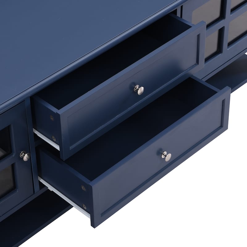 Blue 59" TV Stand with Multifunctional Storage for TVs Up to 60"