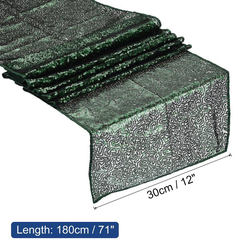 Table Runner, Long Shining Sequin Table Runner - Dark Green - 71" x 12"