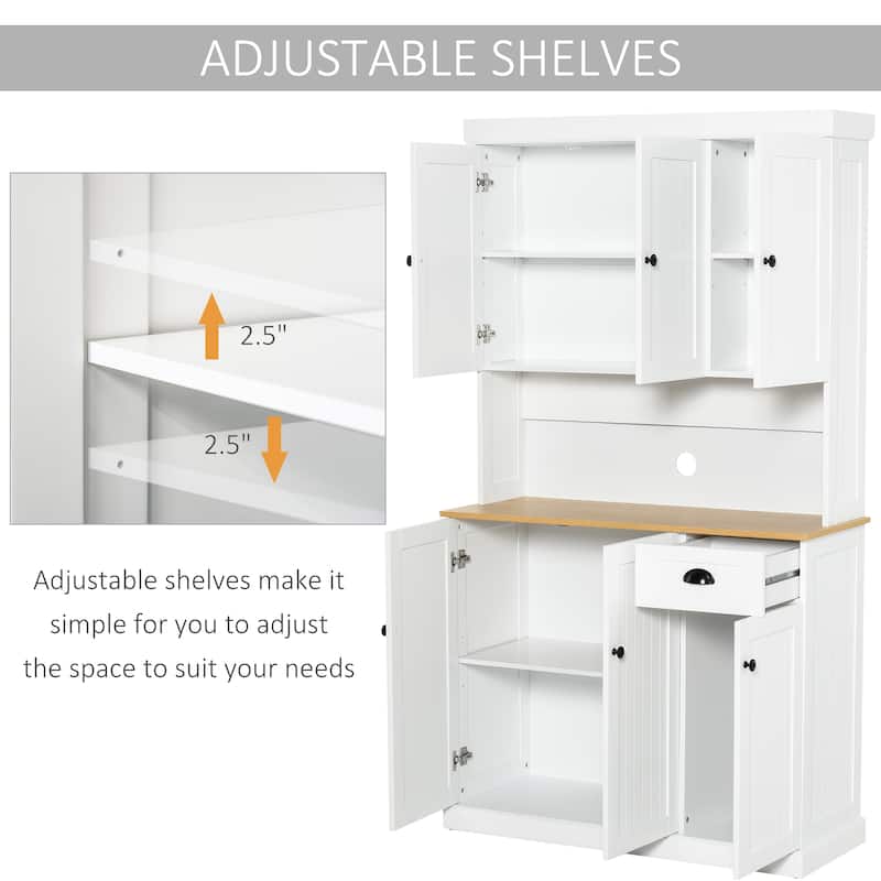 HOMCOM White/ Oak Kitchen Pantry Buffet