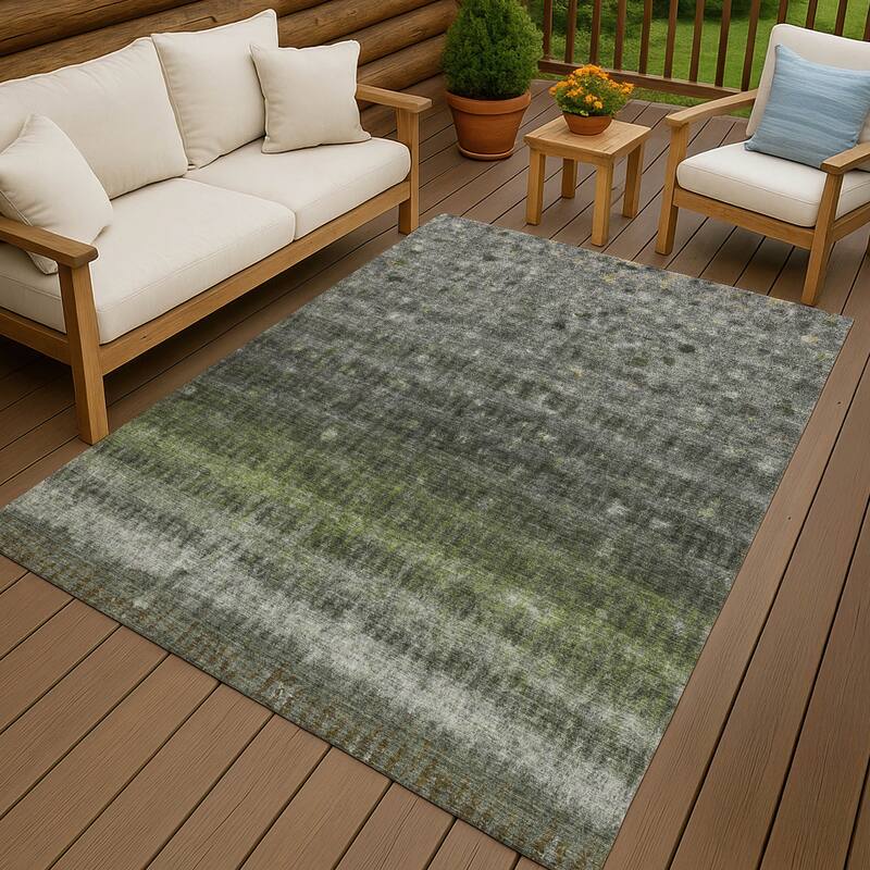 Machine Washable Indoor/ Outdoor Abstract Ombre Chantille Rug