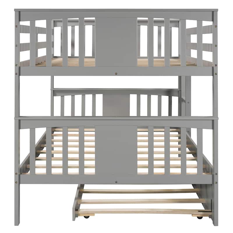 Full-Over-Full Bunk Bed with Trundle, Space-Saving Design for Sleepovers