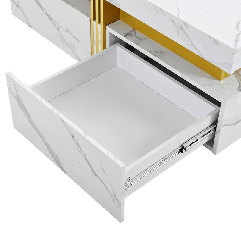 43.3" Modern Square Storage Coffee Table with 4 Drawers for Living Room