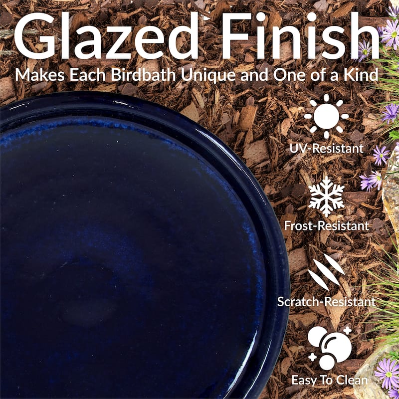 Sunnydaze Duo-Tone Ceramic Bird Bath