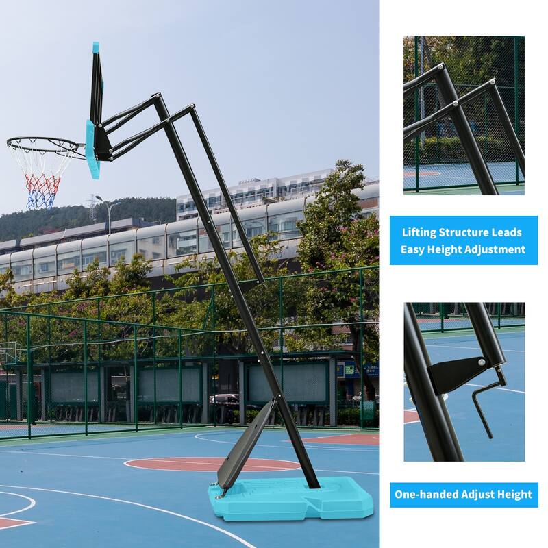 Backboard Portable Basketball Goal System with Stable Base and Wheels