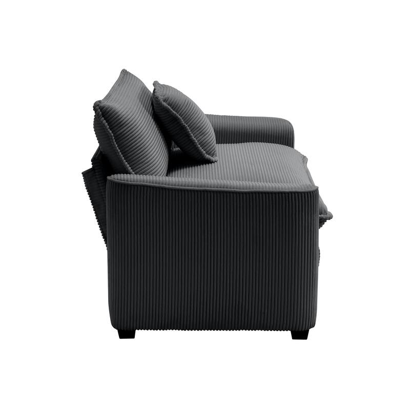 2-Piece Flexible Combinations Sofa Set with 3-Seater Corduroy Fabric Sofa and Single Accent Sofa Chair for Livingroom