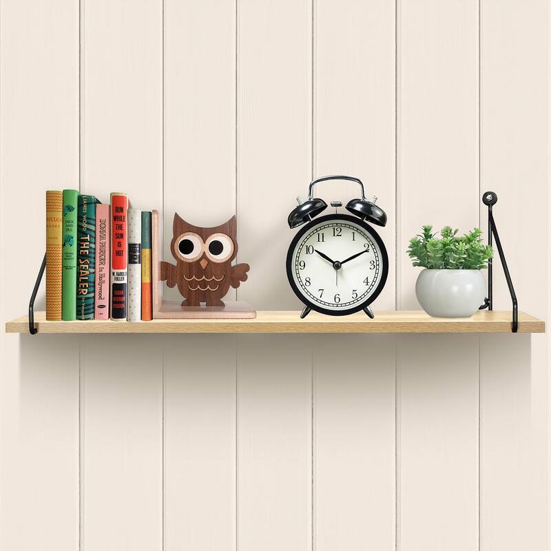 Sorbus Floating Shelf with Metal Brackets — Wall Mounted Rustic Wood Wall Storage - 23.62" L x 6" W x 15.75" H