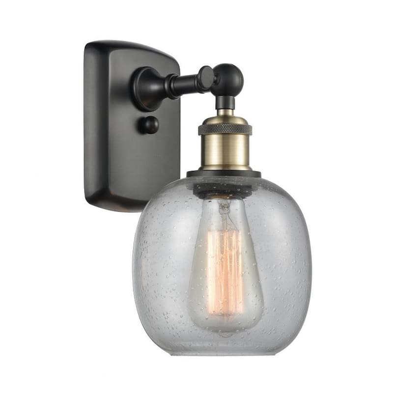 Innovations Lighting Belfast 11" Tall Bathroom Sconce - Black Antique Brass / Seedy