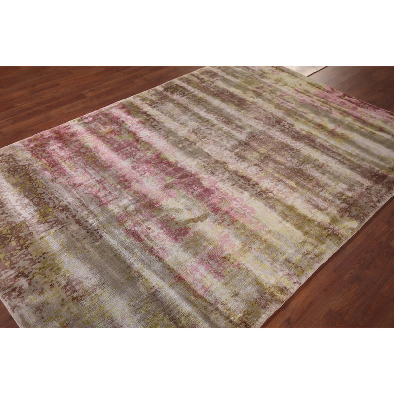 Colorful Abstract Modern Area Rug Handmade Wool Carpet - 5'2"x 7'7"