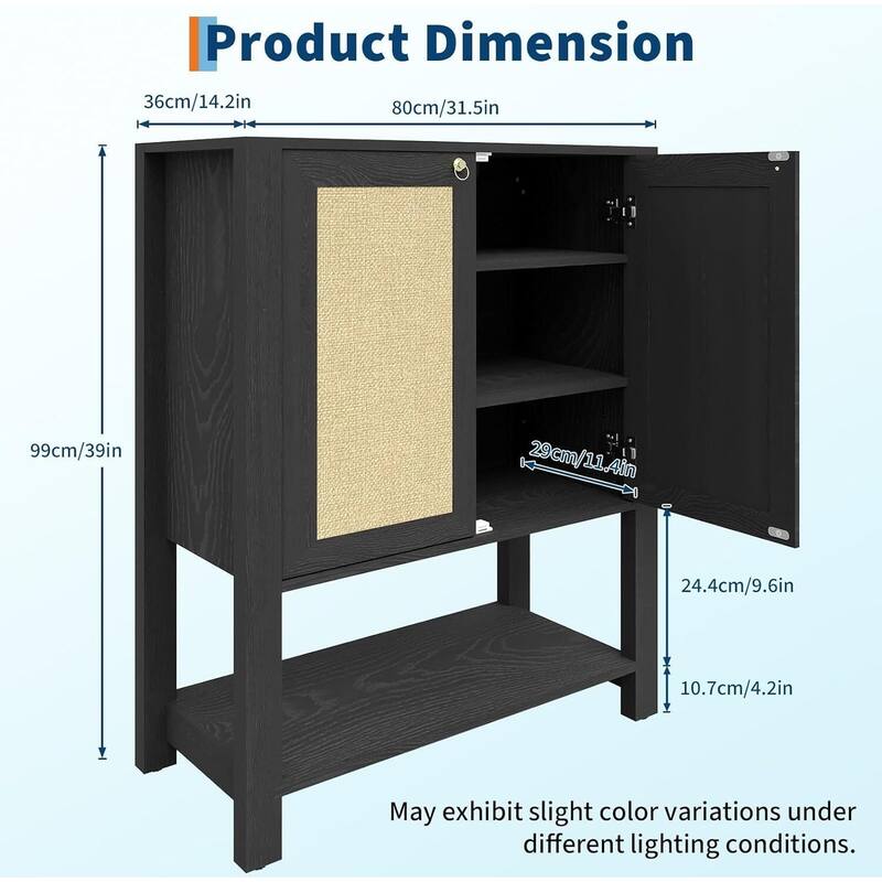 5-Tier Farmhouse Rattan Shoe Storage Cabinet for Entryway Foyer Hallway