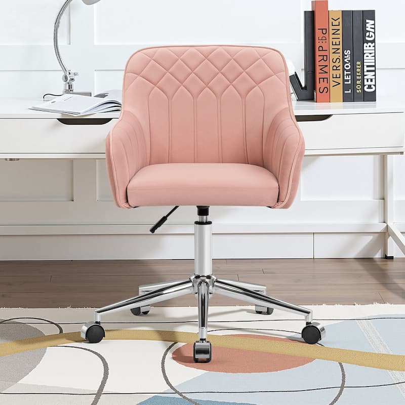 Javlergo 360° Swivel Rolling Chair Adjustable Height Modern Accent Chair with Silent Wheels for Living Room Office Guest Seating