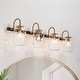 preview thumbnail 1 of 20, Modern Gold 2/4-Light Bathroom Vanity Light Textured Glass Wall Sconce