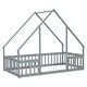 preview thumbnail 11 of 16, Twin Floor House Bed with Fence,Guardrails