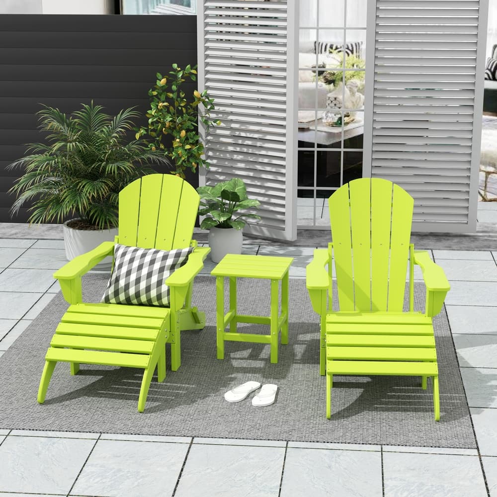 Laguna Hdpe All Weather Outdoor Patio Foldable Adirondack Chairs Conversation Set (5-Piece Set)