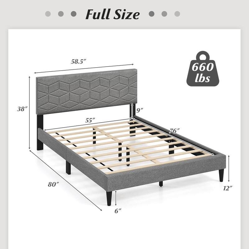 Costway Twin/Full/Queen Size Bed Frame with Linen Fabric Upholstered