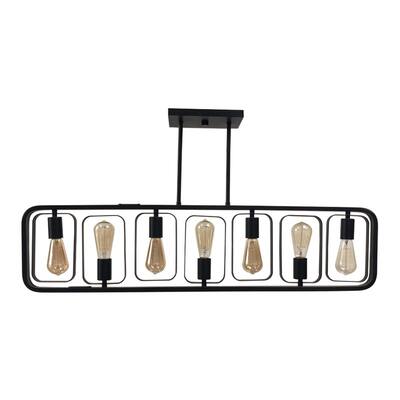 Perseus 7-Light Modern Island Chandelier in Matte Black Finish with rotating decorative elements - 40 x 110.87 x 1.62