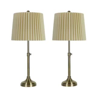 Pair of 24.25-30" Adjustable Metal Table Lamps with Designer Mini-Fluted Shades - 30