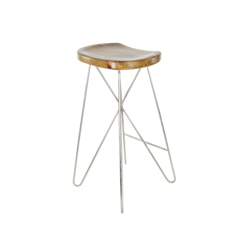 Mango Wood Bar Stool - Brown - Roche River Decor - 16"W x 16"L x 30"H