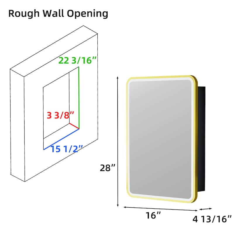 Aris Recessed/Surface Mount Bathroom Medicine Cabinet with Mirror and Lights, Dimmable, Color Adjustable, and Fast Defogging