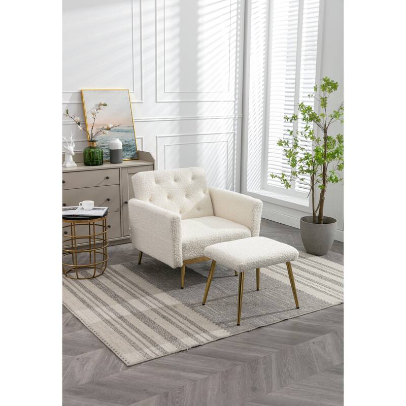 Bottom Tufted Accent Lounge Chair with Adjustable Arm and Back