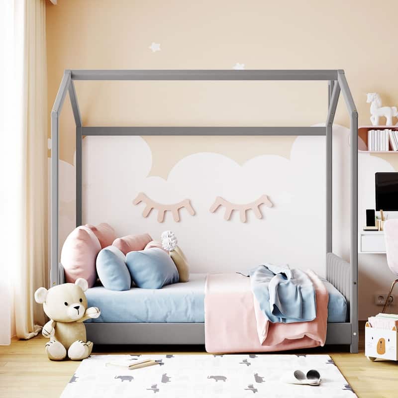 Full Size Velvet House Bed Wood Bed