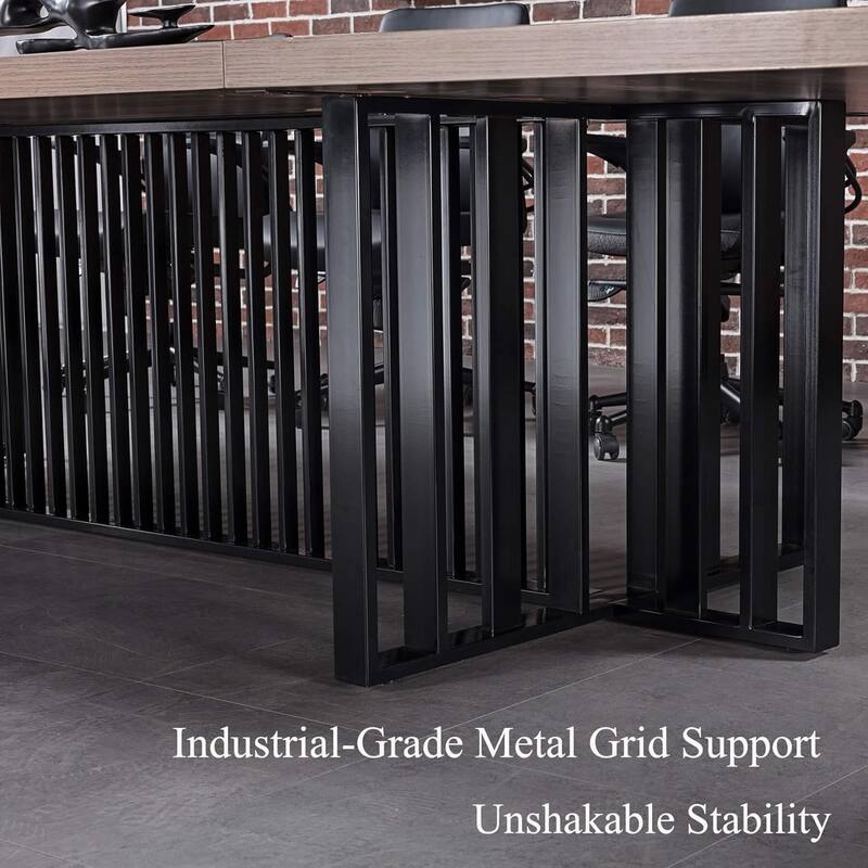 Large Conference Table with Metal Grid Base Cable Management Executive Meeting Table for Office (10-20 People)