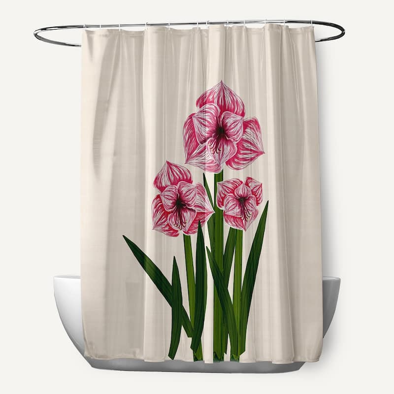 Amaryllis Floral Print Shower Curtain - Pink