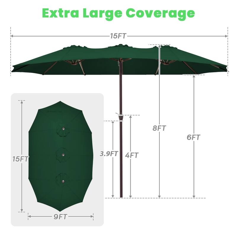 15ft Steel Navy No Tilt Market Patio Umbrella without Base