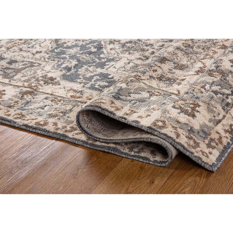 Kriselia Collection Brown/Blue Traditional Area Rug