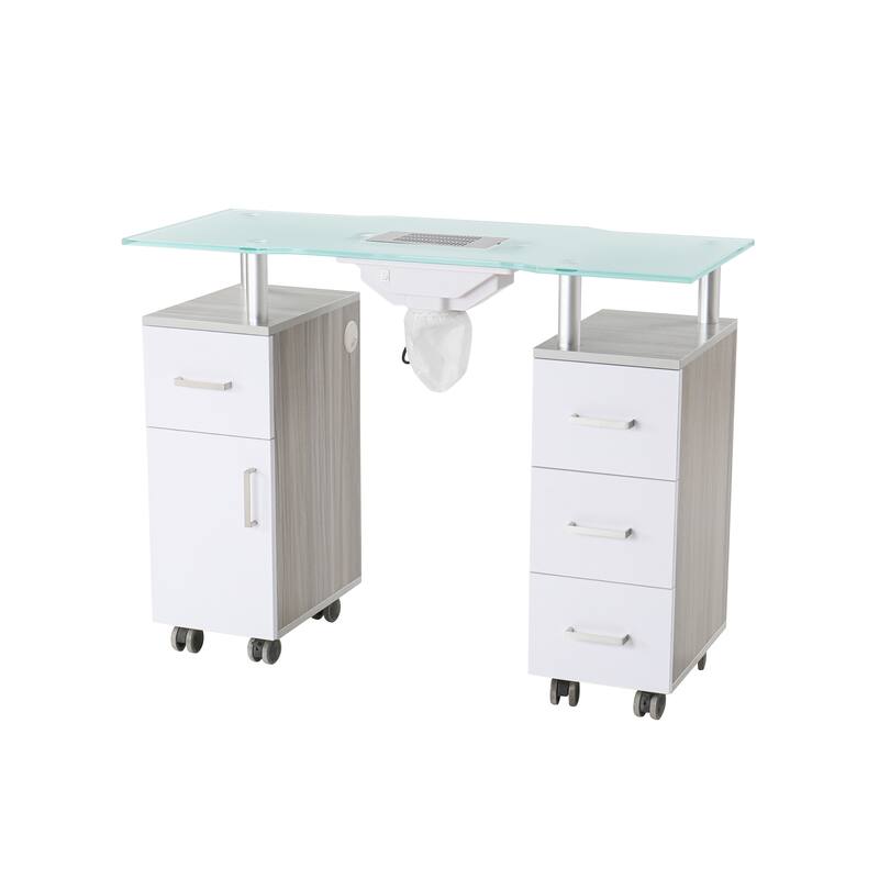 Manicure Table GLASGLOW Light Wood Salon Nail Table Salon Furniture - N/A