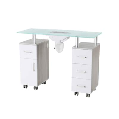Manicure Table GLASGLOW Light Wood Salon Nail Table Salon Furniture - N/A