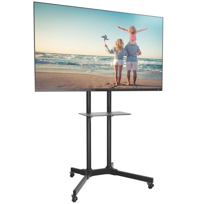 ProMount Premium Rolling TV Stand with Mount and Adjustable Shelf for 32"-72" TVs, Holds up to 110lbs