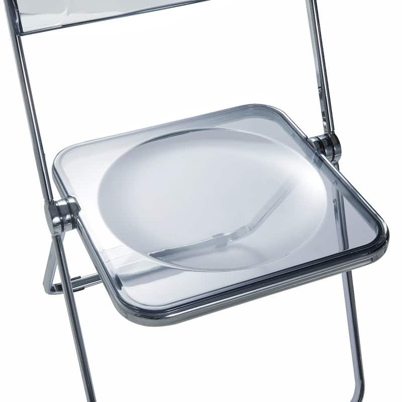 LeisureMod Lawrence Acrylic Folding Dining Chairs and Dining Table Set