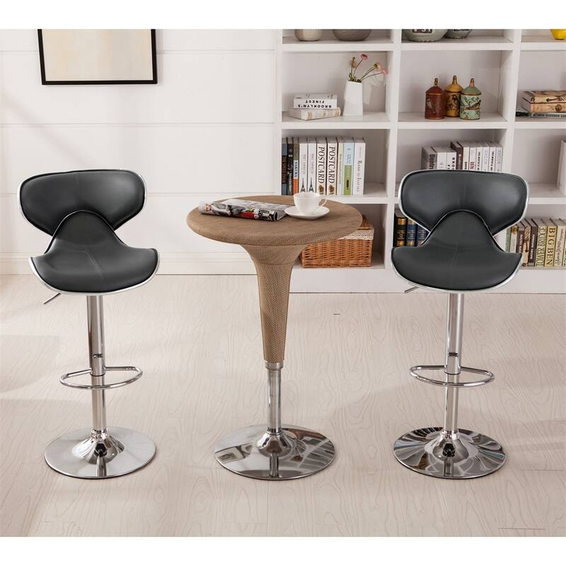Upholstery Airlift Adjustable Swivel Barstool w/ Chrome Base, Set of 2