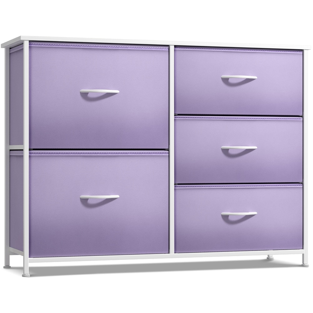 5 Drawer Bedroom Chest Dresser and TV Stand, Pastel Collection
