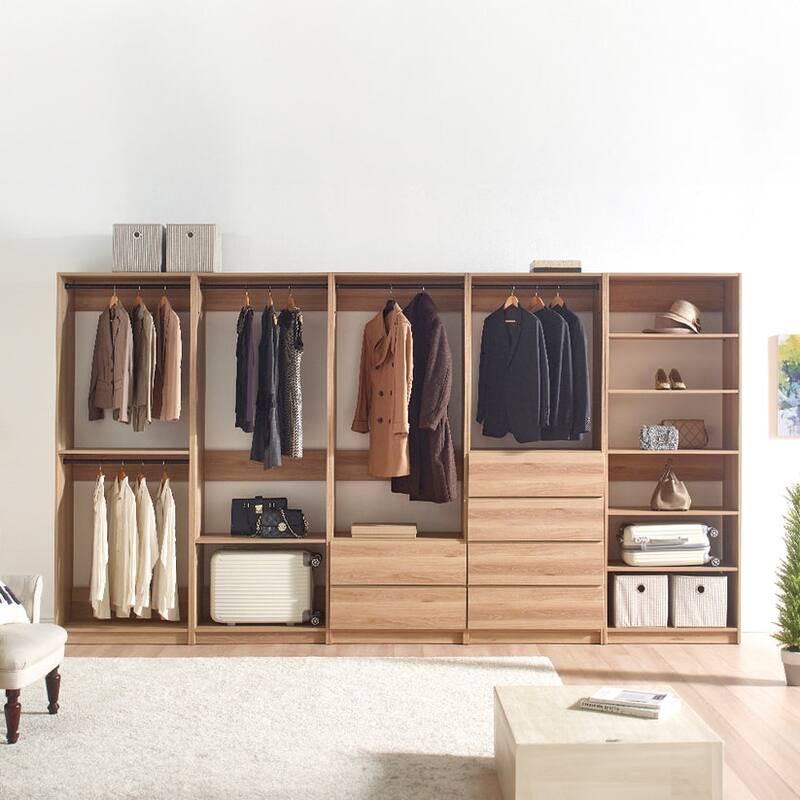 Prosper 32" Oak Wood Walk-in Closet with Three Shelves