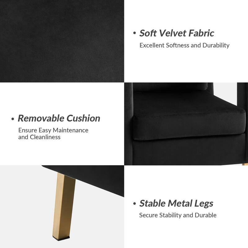 Valentina Modern Upholstered Accent Armchair with Gold Legs Set of 2 by HULALA HOME