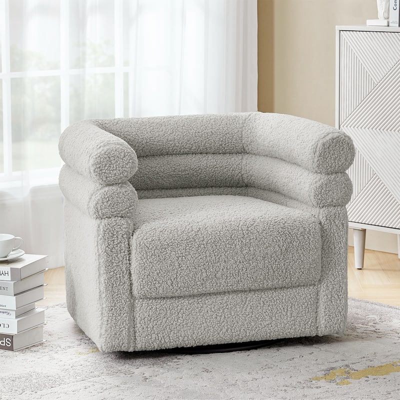 Rosa Modern Boucle Swivel Chair with Pillow by HULALA HOME