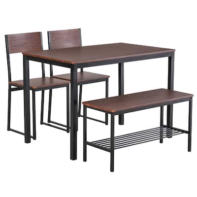 Modern 4-Piece Dining Set with Storage Rack