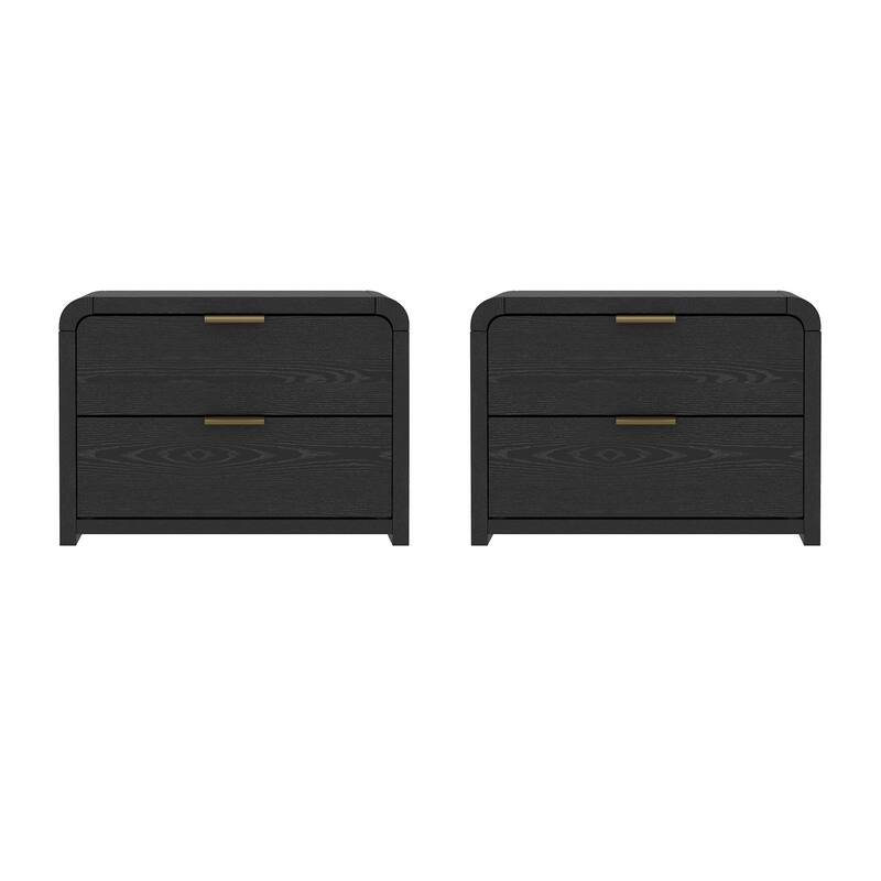 Manhattan Comfort Grace Modern Nightstand with 4 Drawers Set of 2
