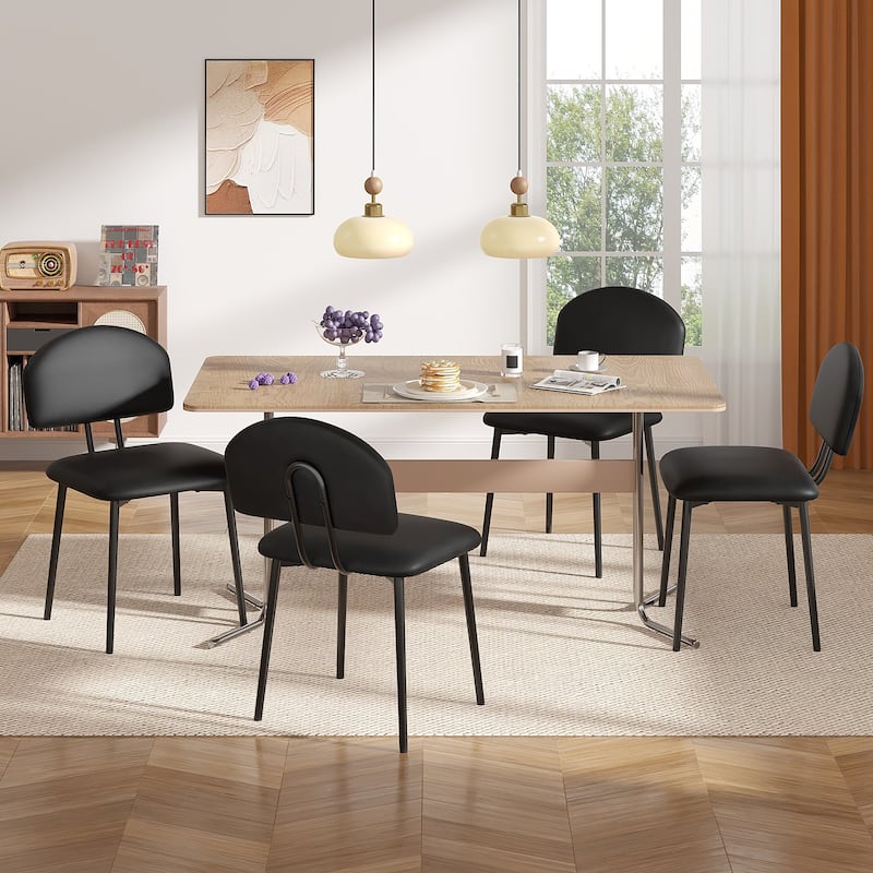 Javlergo Modern PU Leather Dining Chairs Set of 2 or 4 Upholstered Side Chairs Oval Back Compact Kitchen Chairs for Dining Room