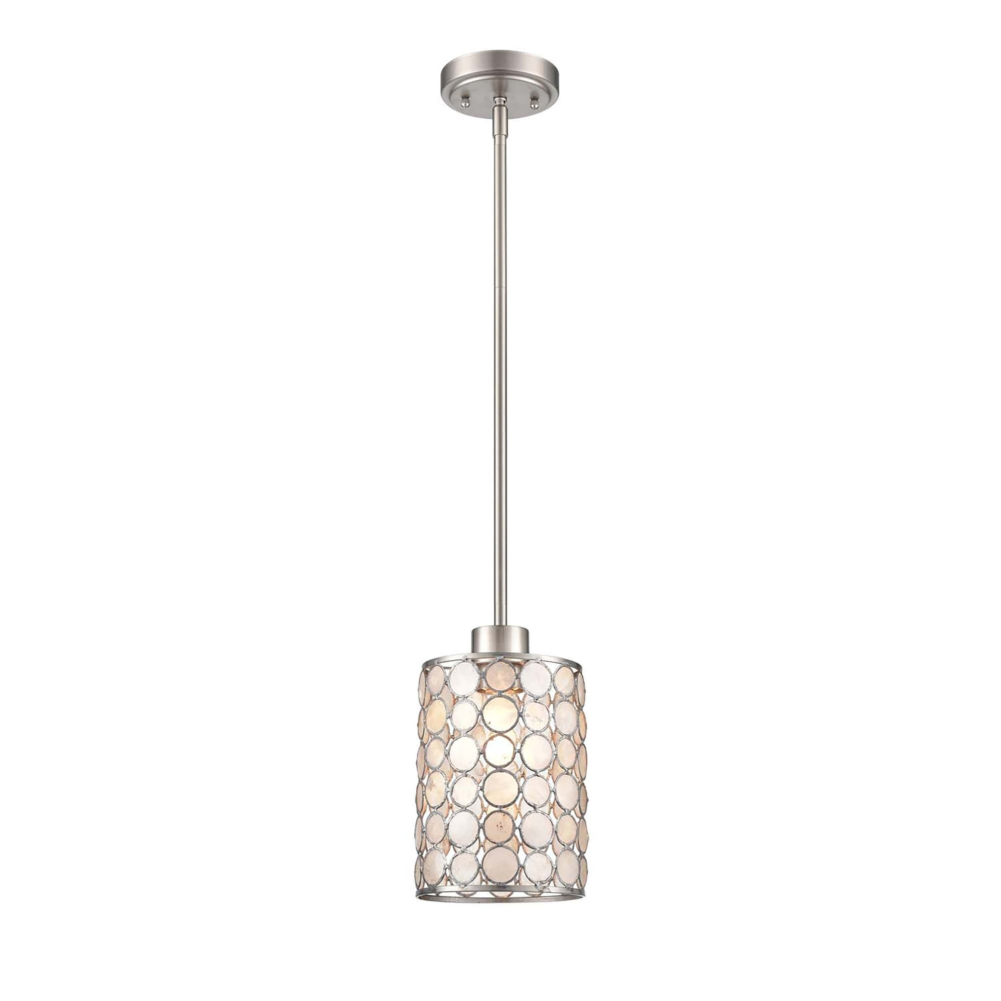 Wide 1-Light Cylindrical Hanging Mini Ceiling Pendant Light - 10" - Nickel Finish