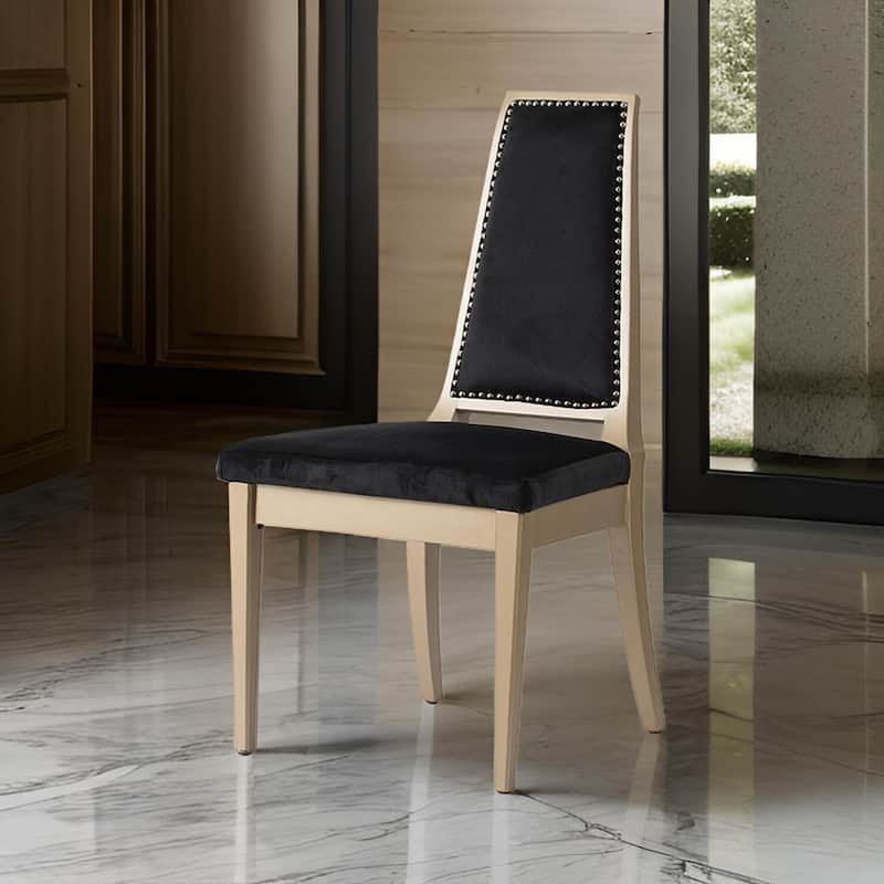 Champagne/Black Velvet Upholstered Wood Frame Dining Chair, Sturdy Dining Chair for Dining Rooms - 21.75