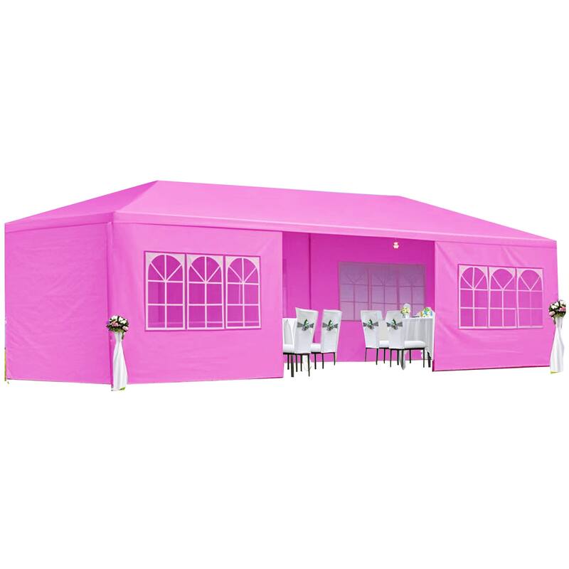 10 x 30 Wedding Party Canopy Tent Outdoor Gazebo with 8 Removable Sidewalls - Pink