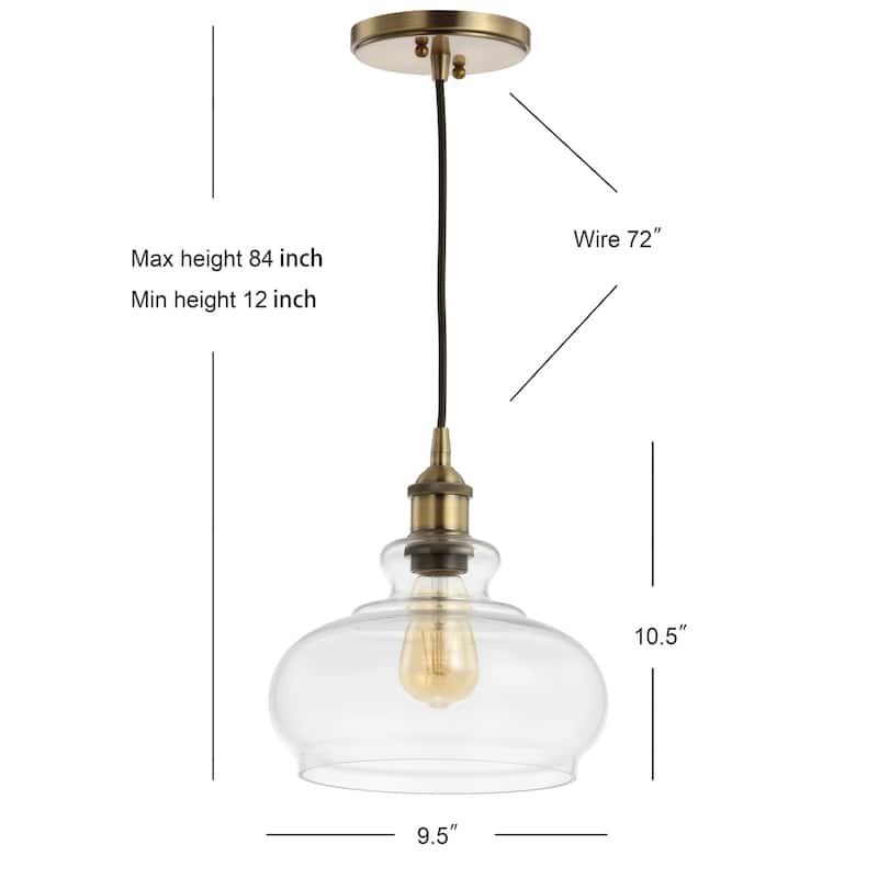 Kurtz 9.5" Pharmacy Metal/Glass LED Pendant, Chrome by JONATHAN Y