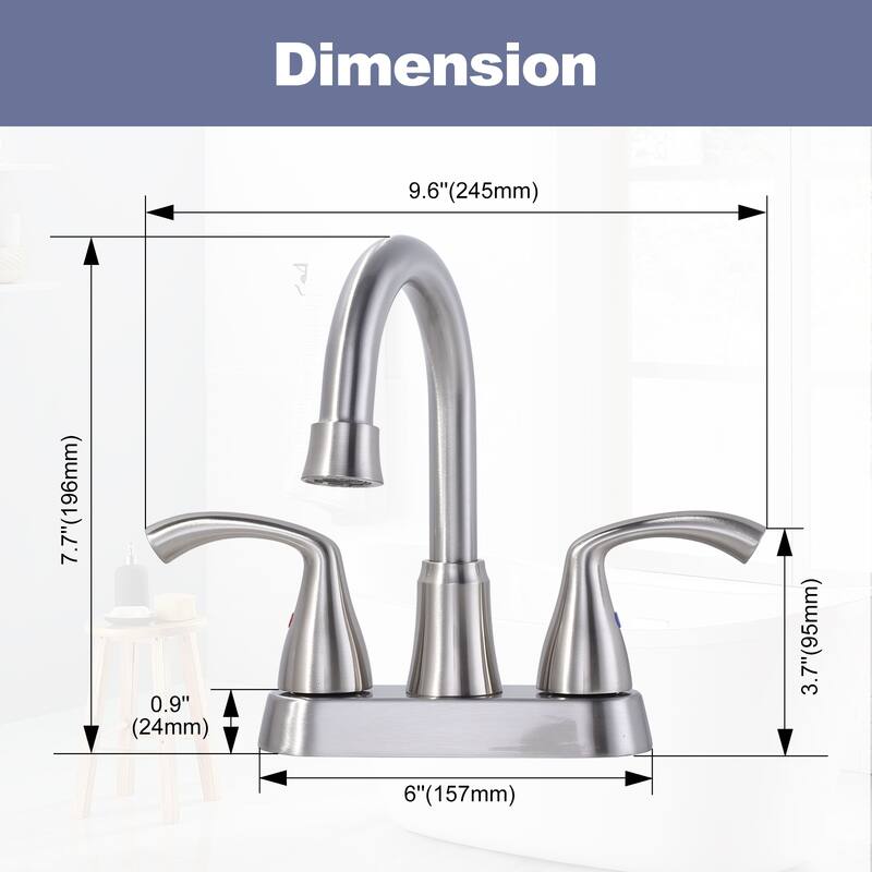 WOWOW 4 in. Centerset 2-Handles Deck Mount Bathroom Faucet