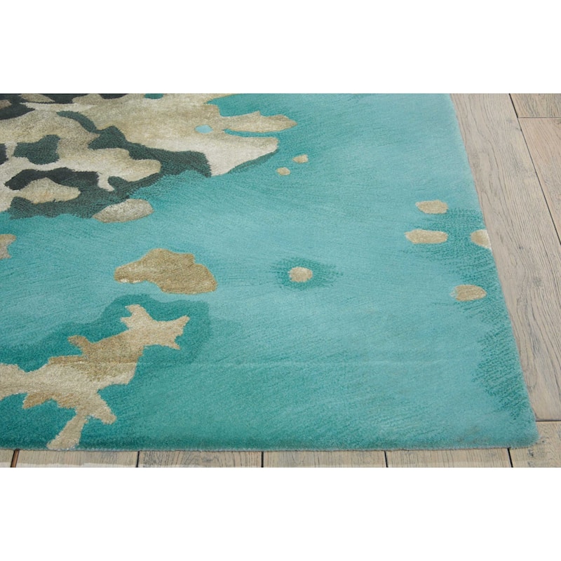 Nourison Prismatic Abstract Floral Textured Water Lily Shimmer Area Rug